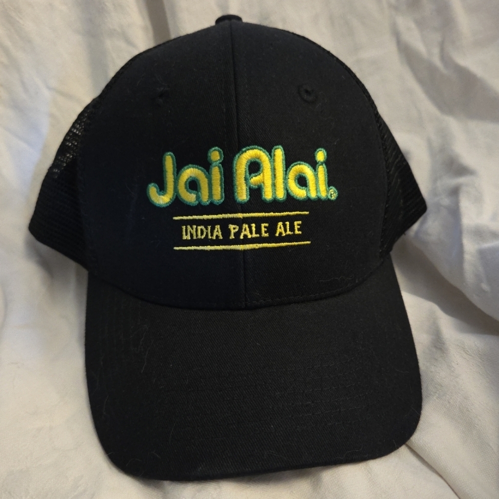 Jai Alai India Pale Ale IPA Black Snapback Trucker Hat Cap Logo Cigar City NWOT